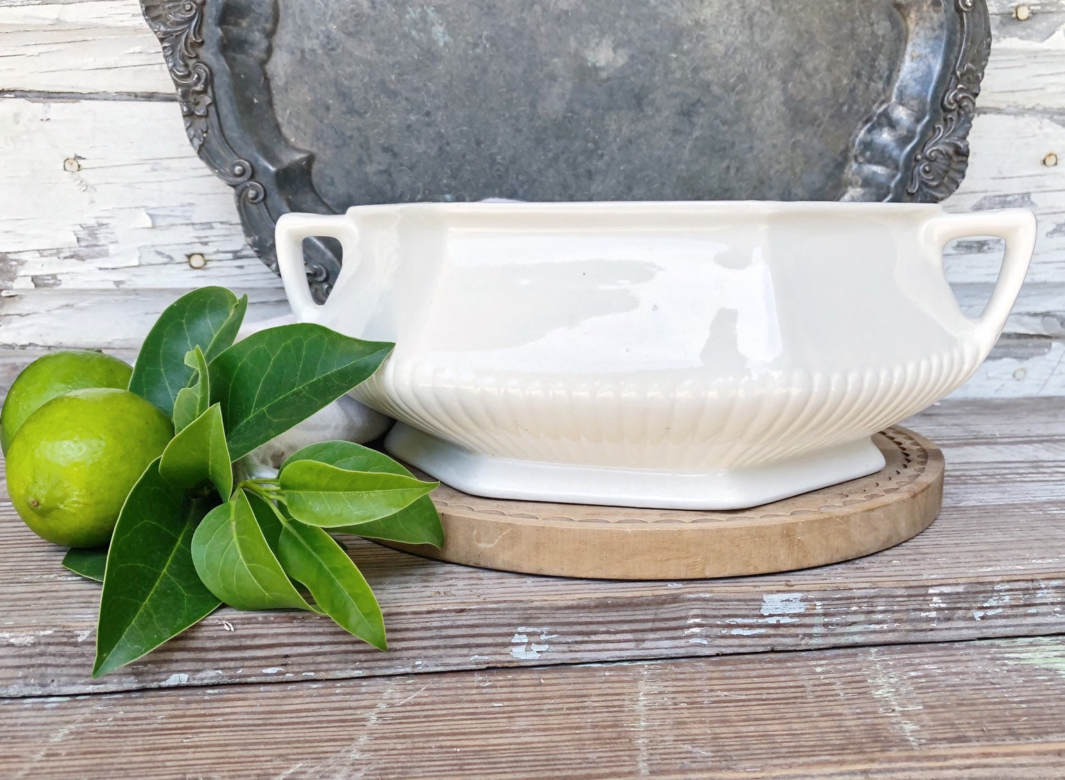 Antique White Ironstone Wm ADAMS MICRATEX Compote Footed Bowl with