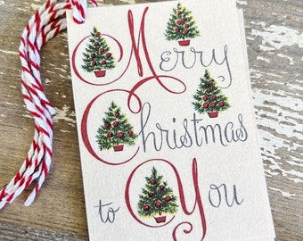 Merry Christmas Gift Tags Vintage Retro Farmhouse Decor Gift Wrap Primitive Christmas Favor