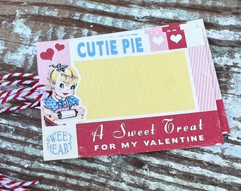 Valentine Retro CUTIE PIE Vintage Gift Tags Red Cards Farmhouse Decor Shabby Set Of 8