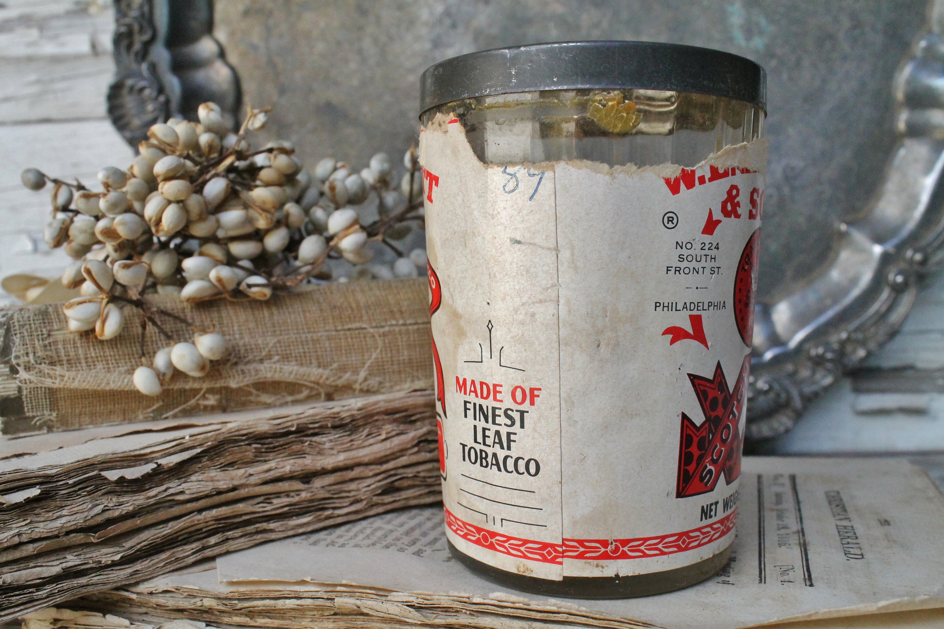 Vintage AMERICAN SNUFF Glass Jar Farmhouse Decor Vanity Fixer Upper