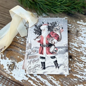 Weihnachten Vintage Geschenkanhänger Old World WEIHNACHTSMANN St Nick Bauernhaus Weihnachtsdeko Karte French Shabby Geschenkverpackung