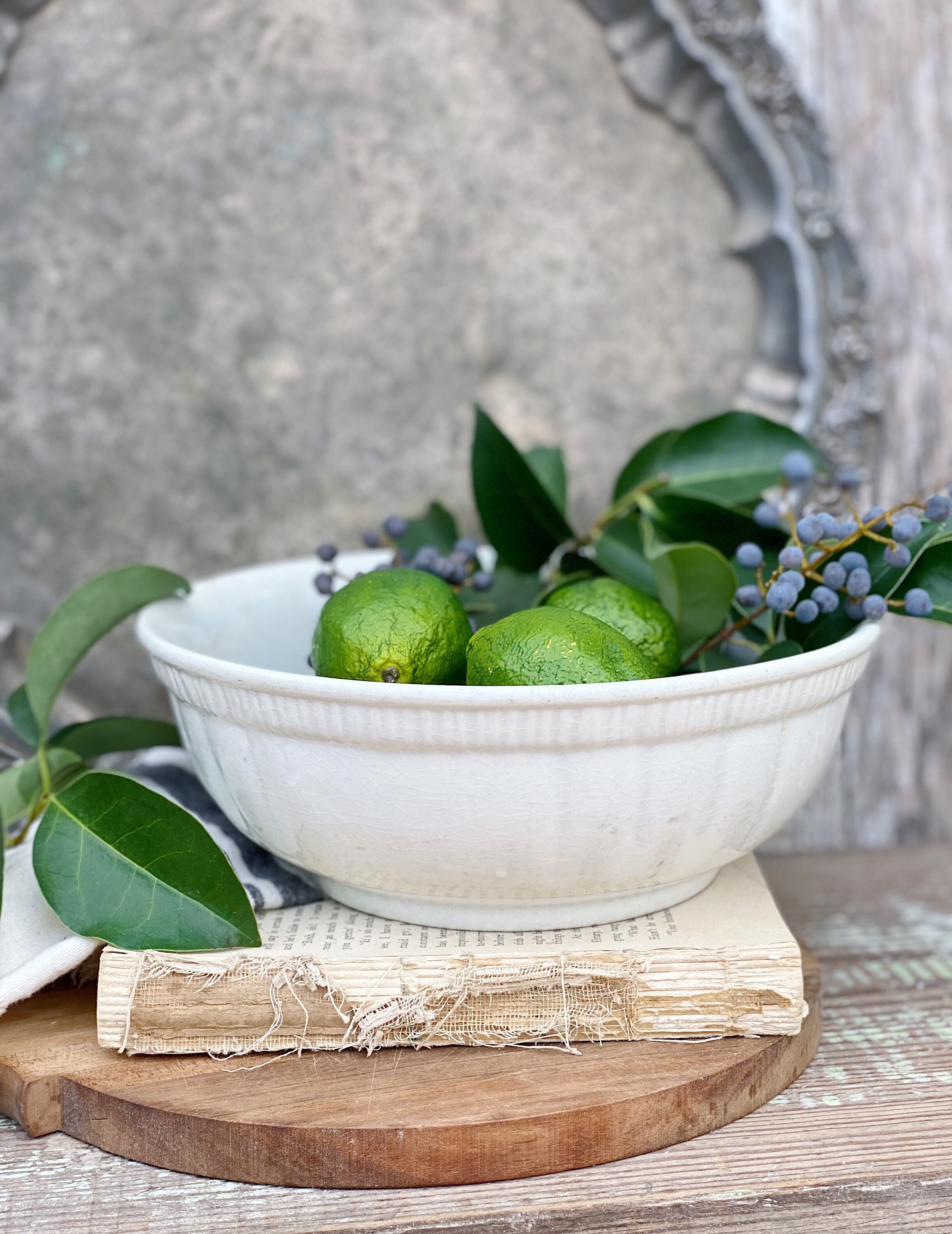 Antique White Ironstone Bowl Lady Finger Scallop Footed Royal Ironstone