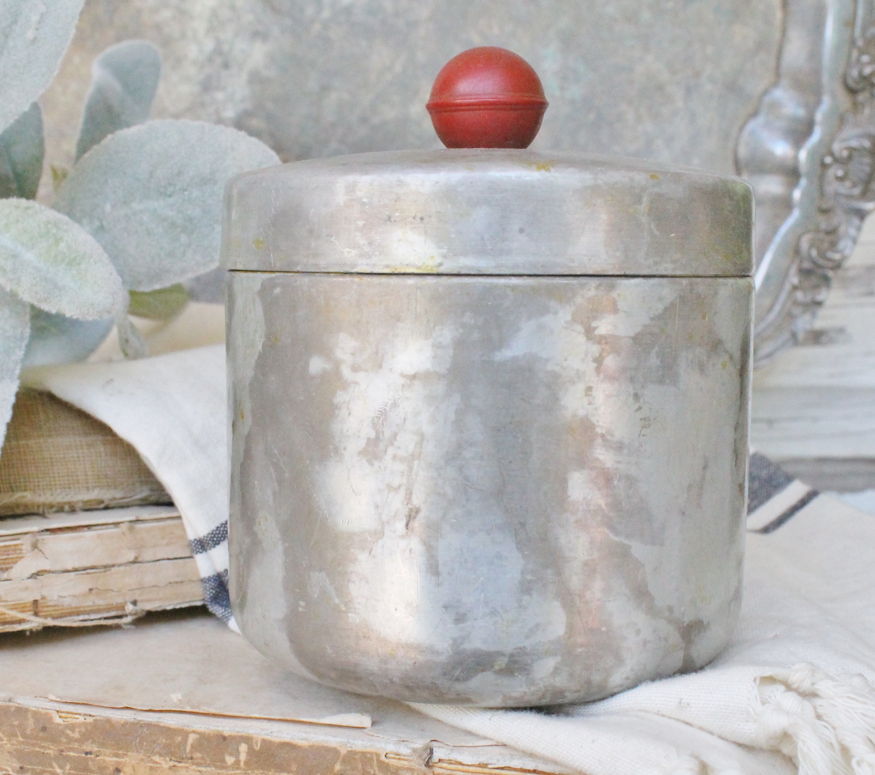 Vintage Aluminum Grease Pot Can Container Farmhouse Decor Fixer Upper