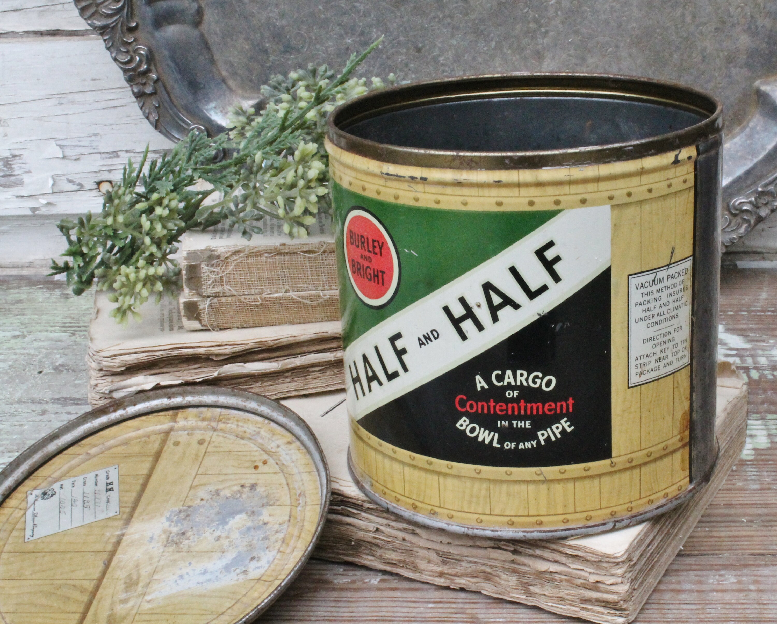 Antique GRANGER Pipe Tobacco Tin Canister Box Farmhouse Decor Fixer