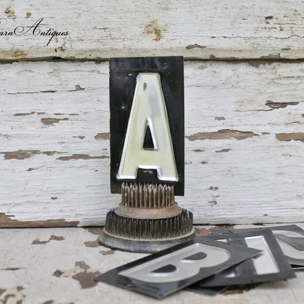 Vintage Metal Gas Station LETTERS  Industrial Salvage Black Farmhouse Decor Fixer Upper Decor