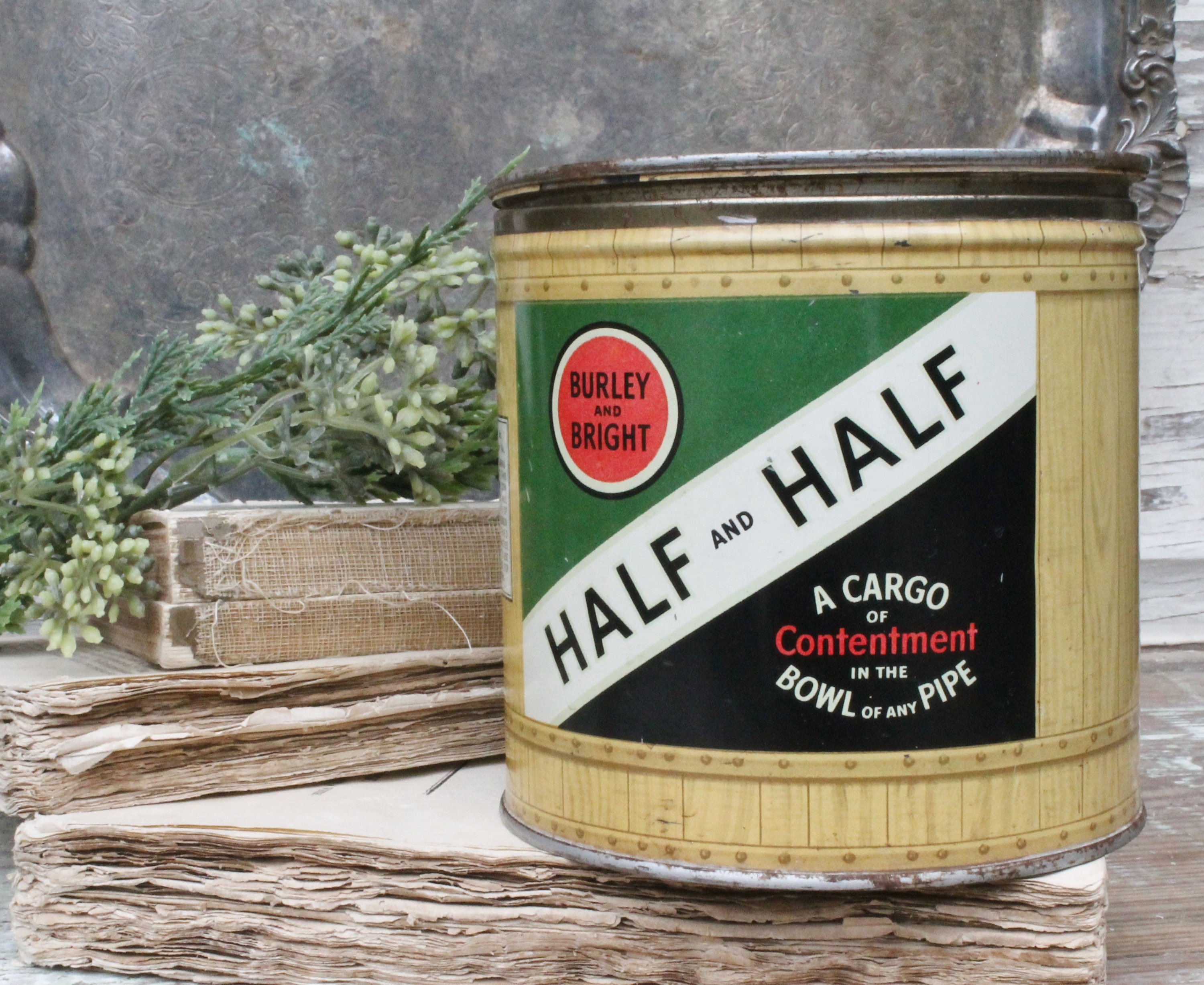 Antique GRANGER Pipe Tobacco Tin Canister Box Farmhouse Decor Fixer