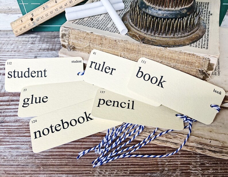 SCHOOL Flash Cards Gift Tags Vintage Flashcard Farmhouse Decor Etsy