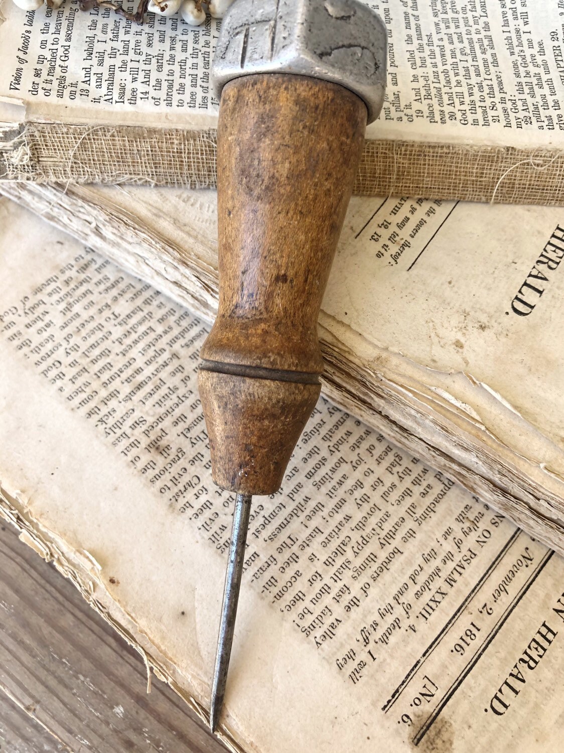 Vintage Awl Tool Wood Handle Farmhouse Decor Fixer Upper Decor