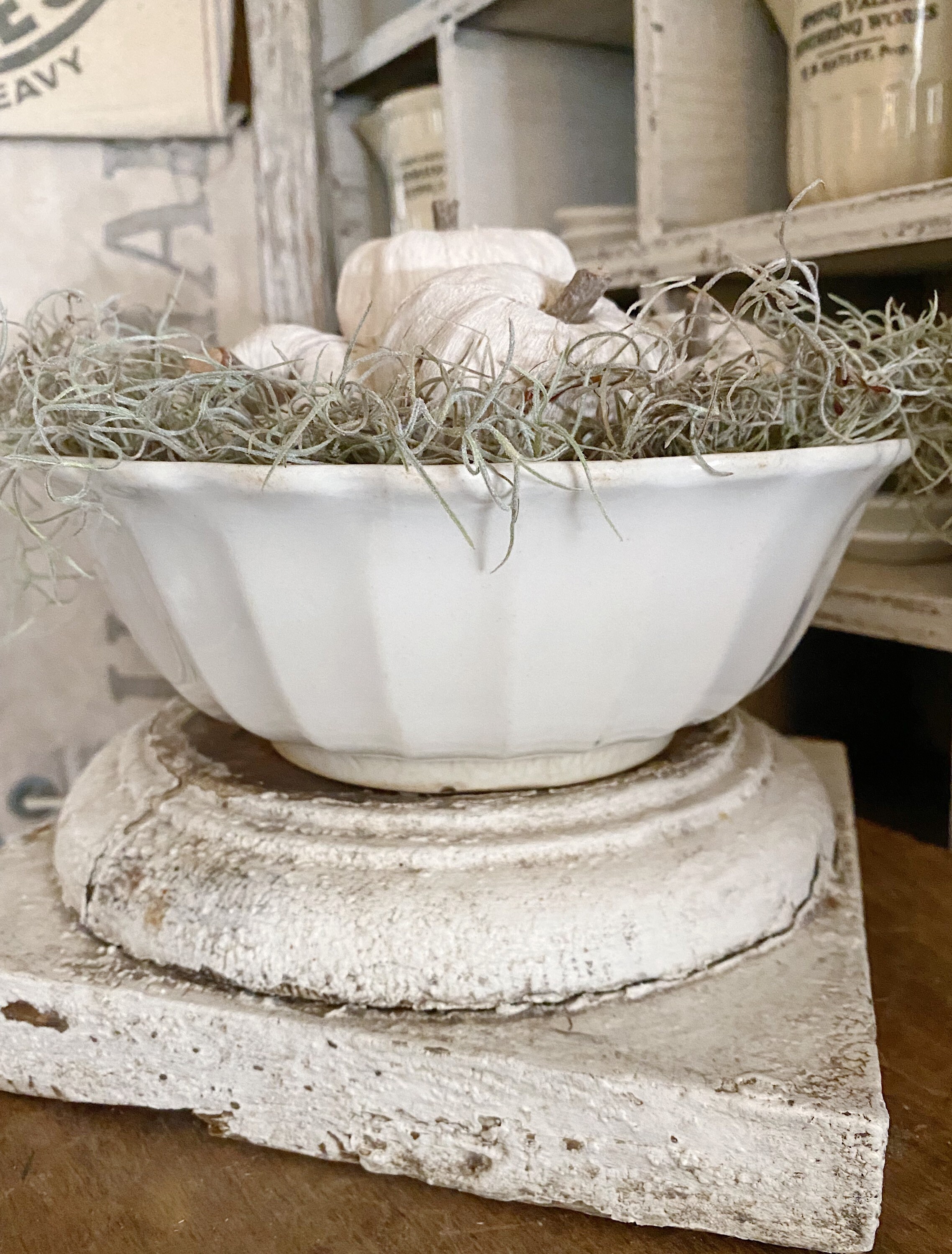 Antique White Ironstone Bowl Lady Finger Scallop Footed Royal Ironstone