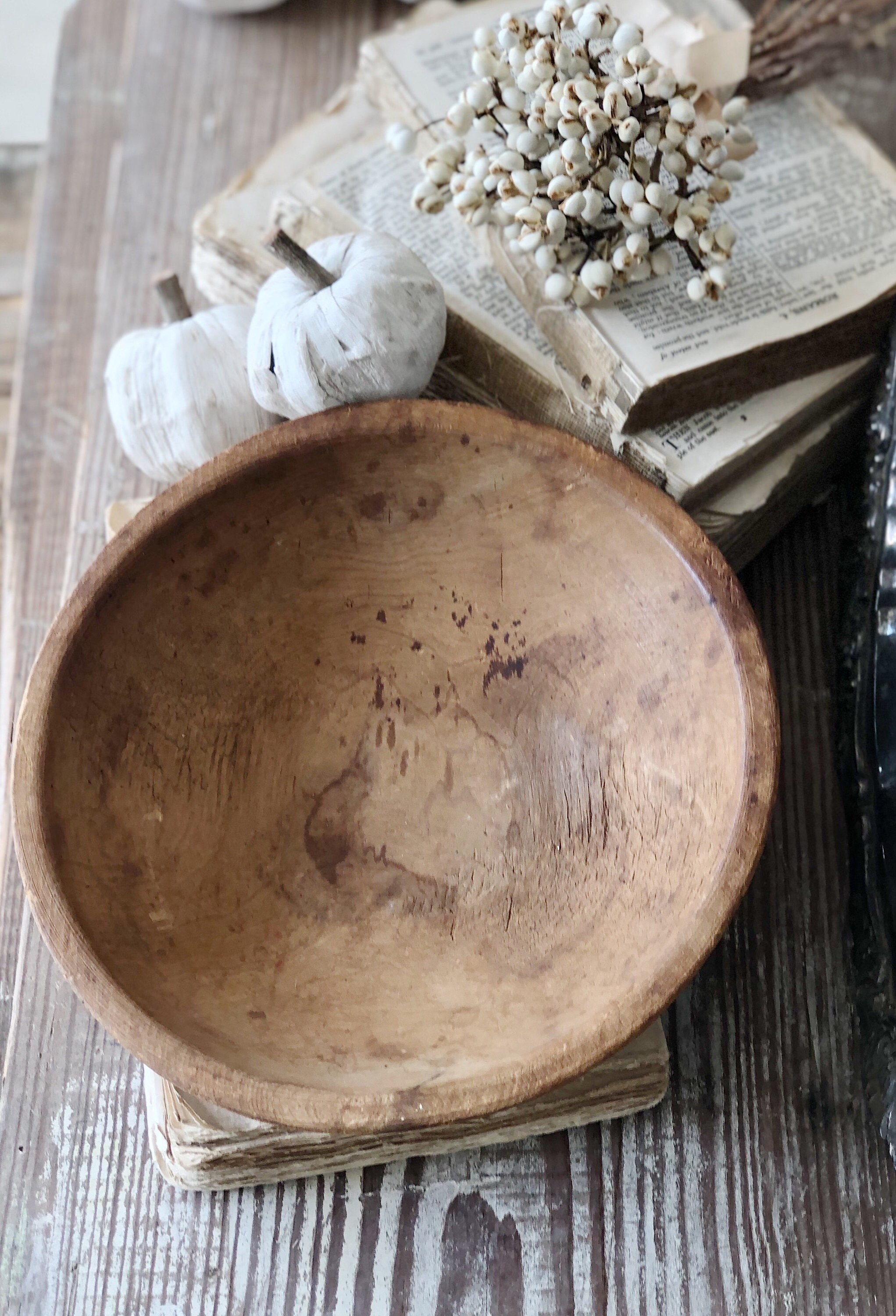 Antique Wood Dough Bowl French Farmhouse Decor Fixer Upper Decor