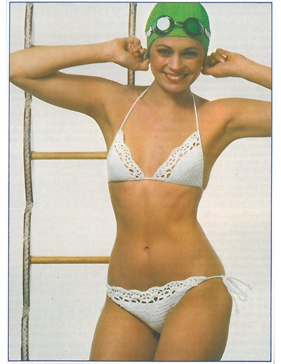 Buy Vintage 1970's Crochet String Bikini With Crochet Lace Detail