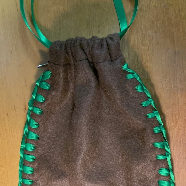 Pouch for LARP Cosplay Costume  -  Brown & Green  -  5” x 7”