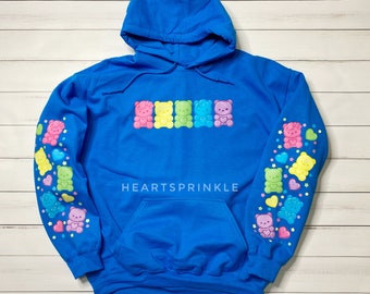 Blue Gummy Bear Hoodie Sweatshirt (Sprinkled Arms)