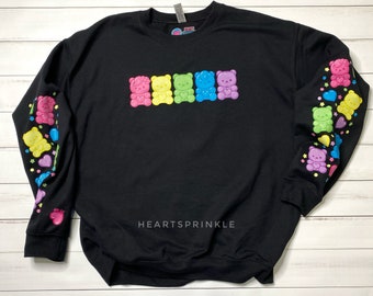 Black Gummy Bear Crewneck Sweatshirt (Sprinkled Arms)