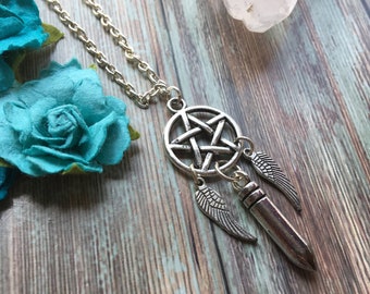 Collier surnaturel- Collier en castiel- Collier Dean- Collier Sam- Collier Bullet- Collier Dreamcatcher- Collier Pentagram en argent