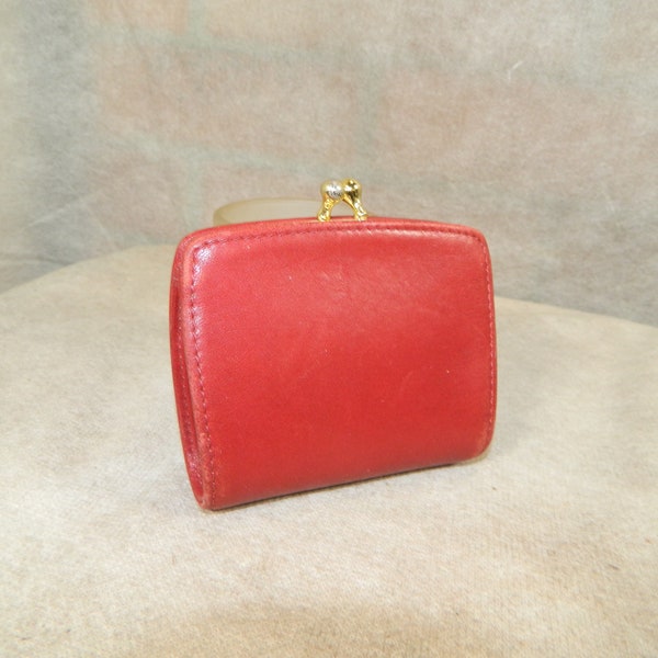 COACH Vintage 'Slim Framed' Kisslock Geldbörse ~ Style #4794 - Rot ~ Messing ~ Exzellenter Zustand