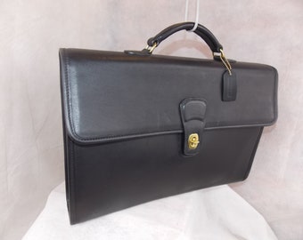 COACH 'Fold-Over' Briefcase ~ #J8E-5214 ~ Brass ~ Black ~ Never Used Vintage Condition ~ RARE