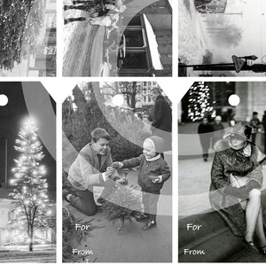 8 Christmas Printable Gift Tags New York City NYC area Nostalgic Vintage Black & White Winter Christmas Photos Digital INSTANT DOWNLOAD