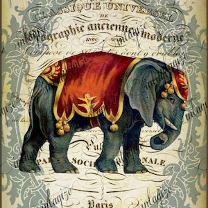 Elephant Printable Original Print French Circus Elephant | Etsy