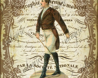 Instant Art Original Print French Circus RINGMASTER Ready for Framing, Quilt Making, Invitations, Etc  INSTANT Digital DOWNLOAD