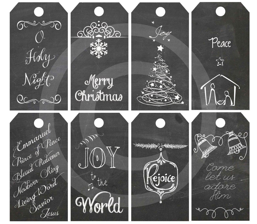 DIY Printable Christmas Religious Gift Tags. Chalkboard Christmas Gift ...