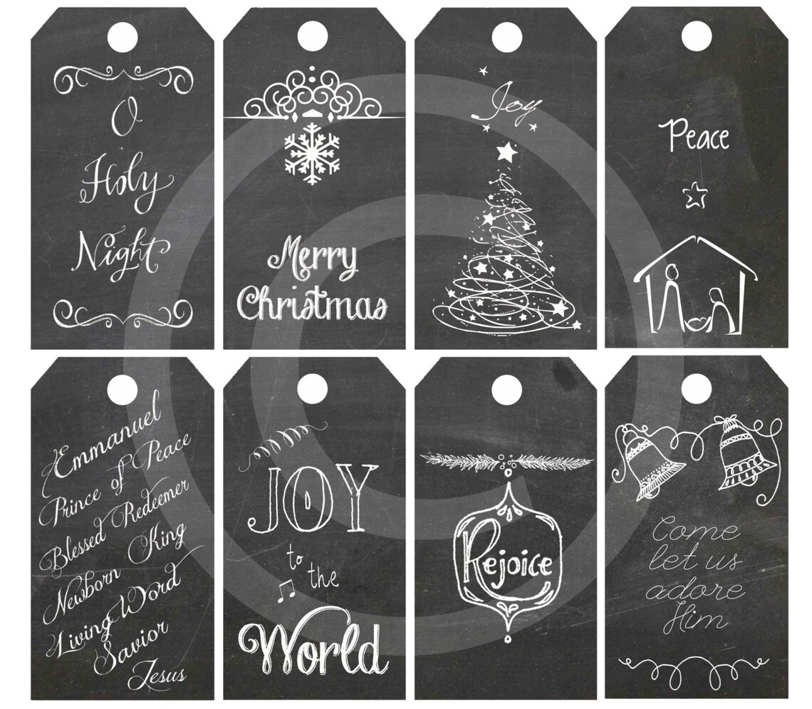 DIY Printable Christmas Religious Gift Tags. Chalkboard Christmas Gift ...