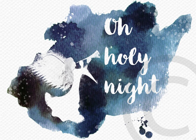 Printable easter gift tags Digital Christmas Card Printable Christian Watercolor O Holy | Etsy
