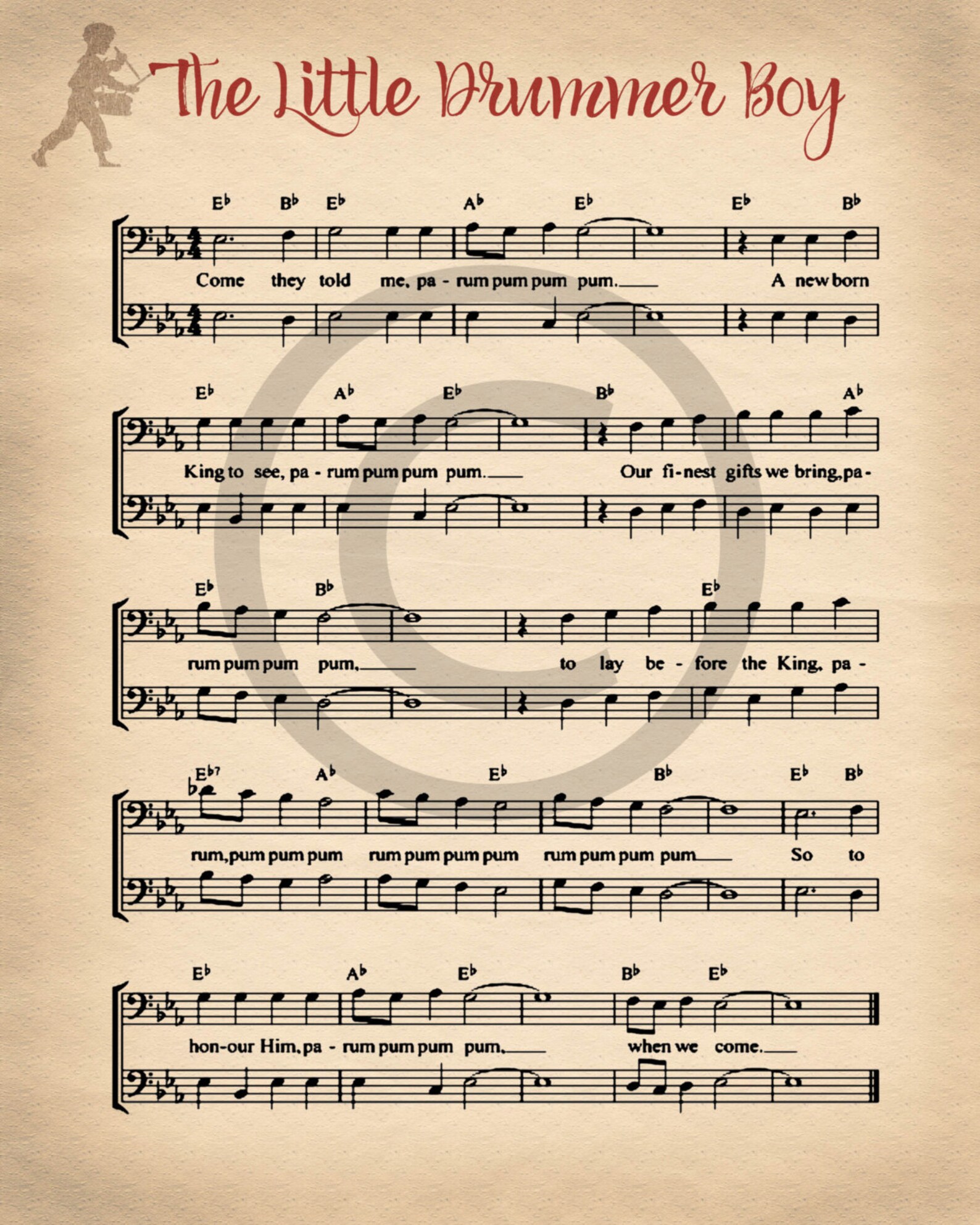 Christmas Printable Sheet Music Vintage Little Drummer Boy Etsy UK Christmas Printable Sheet Music Vintage Little Drummer Boy Etsy UK