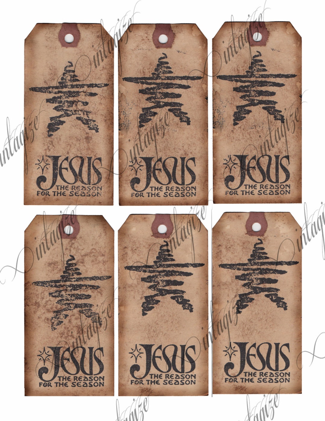 Christmas Printable Gift Tags Rustic Primitive jesus is the Reason ...
