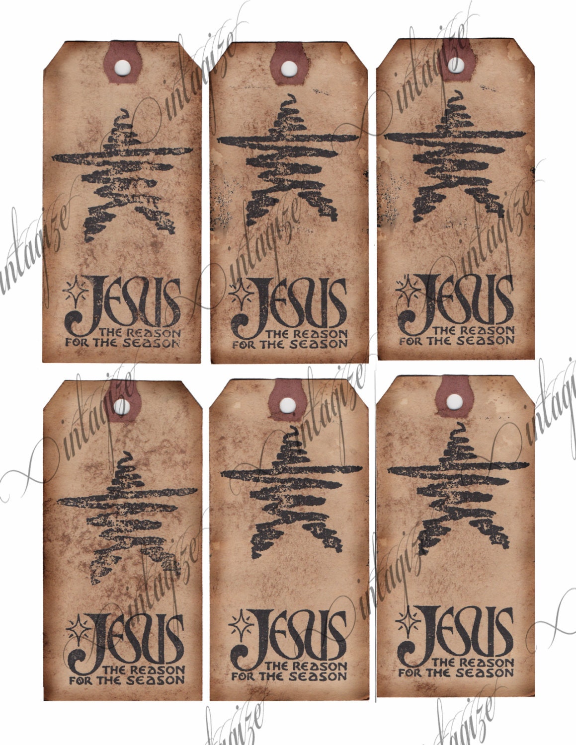 Printable Christmas Christian Religious Gift Tags. Neutral Kraft Paper Tags  INSTANT DOWNLOAD Original Printable Nativity Collage