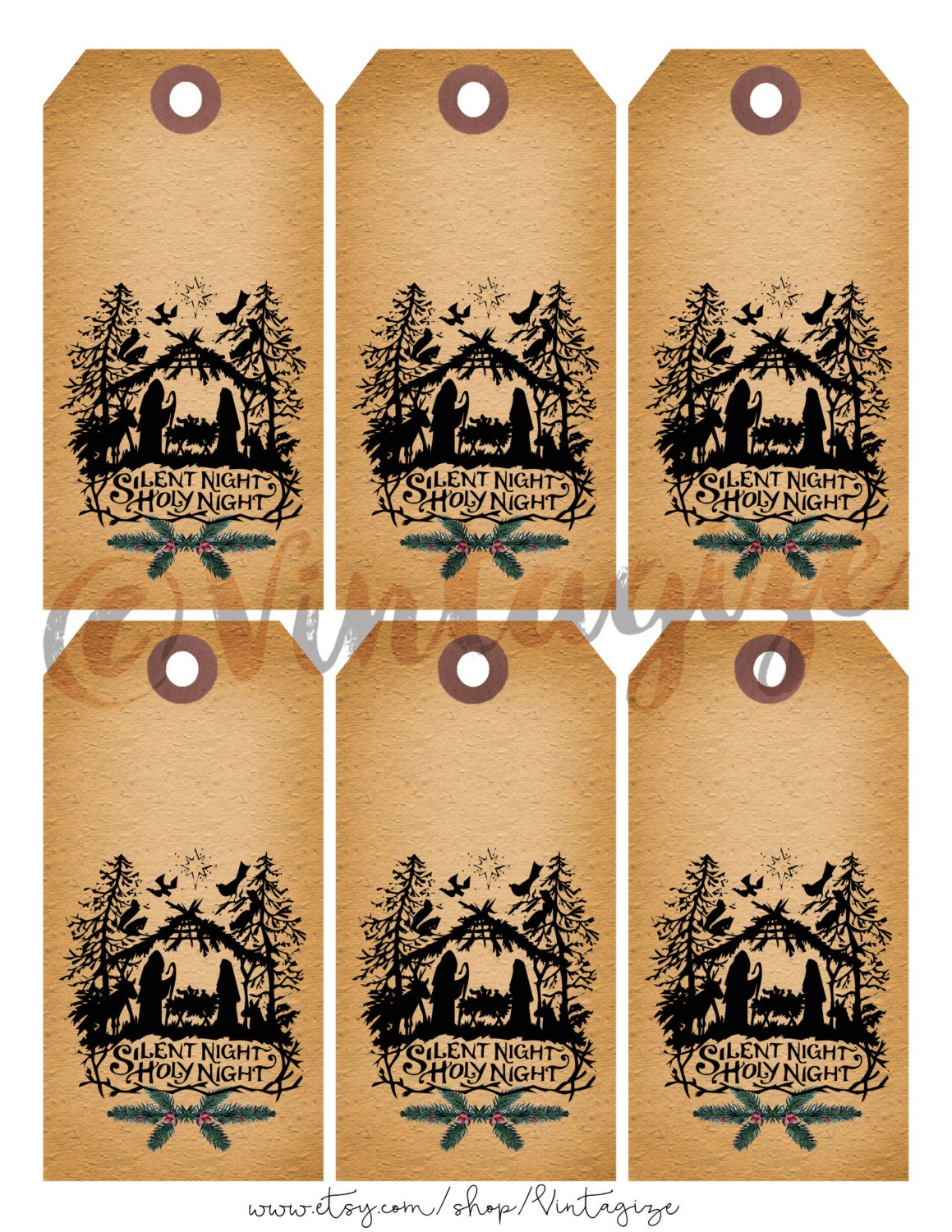 Printable Christmas Nativity Gift Tags INSTANT DOWNLOAD Rustic ...