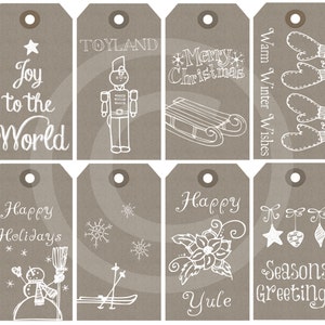 Druckbare Weihnachten Geschenk Tags natürliche Kraft Papier bedruckbar Urlaub Grüße Original Collage Sheet sofortige digitaler DOWNLOAD