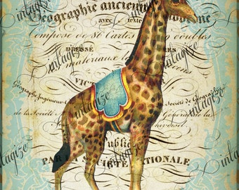 Giraffe Printable Nursery Print Decor Original Print French Circus Giraffe Ready for Framing, Quilt Making, Etc-INSTANT Digital Download