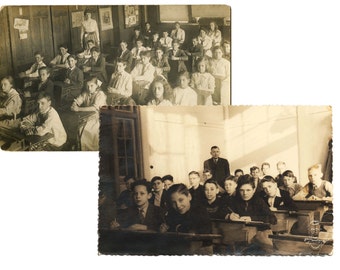 Teacher Thank You School Digital Collage Sheet Vintage Photos of Schoolrooms for Scrapbooks, Cards, Tags, INSTANT DOWNLOAD