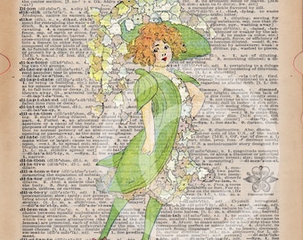 Garden Flower Fairy Lily of the Valley Fairy Dictionary Pg PRINTABLE  Digital Art INSTANT DOWNLOAD for Framing, Cards, Fabric Transfer, etc