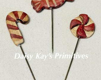 Christmas Candy Pins | Counting Marking Stick Pins | Primitive Cross Stitch