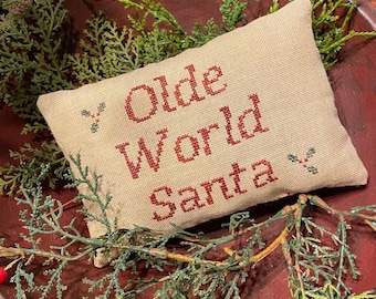 YOU Download PDF Cross Stitch Chart Pattern | Olde World Santa | Christmas | Primitive Prim | Dough Bowl Filler | Tiered Tray Decor |