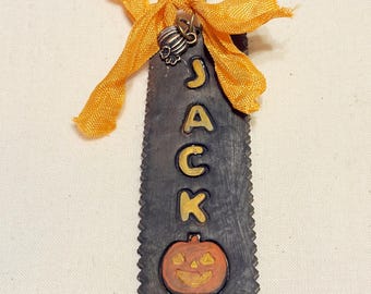 Tag Charm Pin | Pumpkin Fall Autumn Halloween | Accessory Embellishment