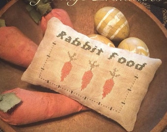 YOU Download PDF Pattern Chart | Cross Stitch | Rabbit Food | Pillow Tuck Pin Keep Bowl Filler | Carrots Bunny Rabbit Decor | Spring Easter