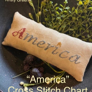 YOU Download PATTERN | PDF Chart | Cross Stitch | America | Patriotic Americana | 4th of July | Pillow Tuck Pin Keep