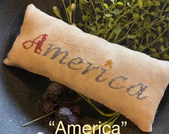 YOU Download PATTERN | PDF Chart | Cross Stitch | America | Patriotic Americana | 4th of July | Pillow Tuck Pin Keep