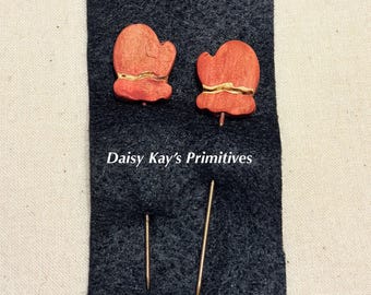Mitten Pins  | Counting Marking Stick Pins | Primitive Cross Stitch