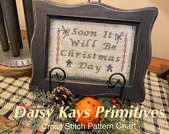 YOU Download PDF Cross Stitch Pattern Chart | Primitive Prim | Christmas | Stitchery Sampler |