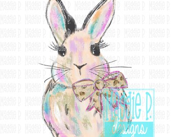 Watercolor PNG Easter Bunny Clipart for Sublimation or Print