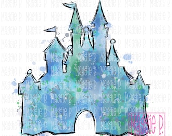 Watercolor PNG Castle Clipart Printable Digital Download