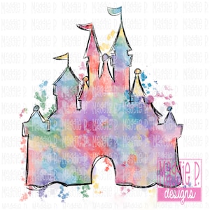 Watercolor PNG Castle Clipart Printable Digital Download