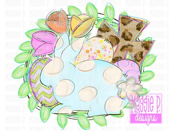 Easter Bunny PNG Watercolor Sublimation Clipart