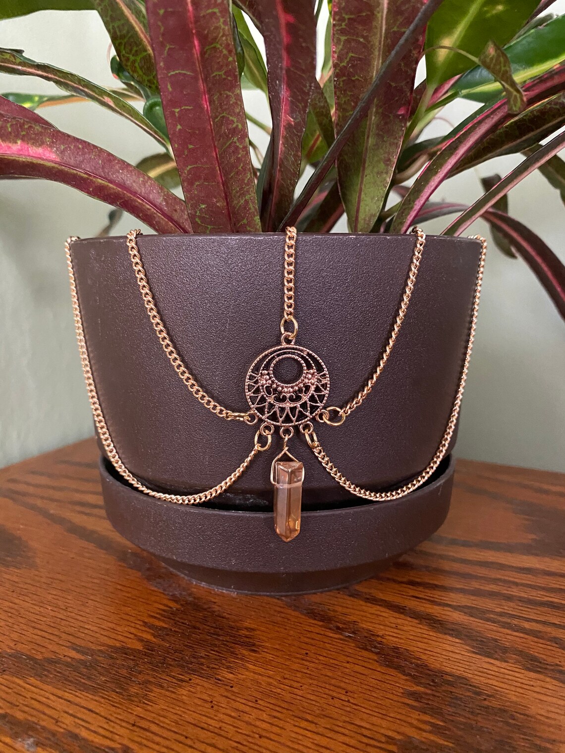 Crystal plant pot jewelry yellow 5 strand Etsy