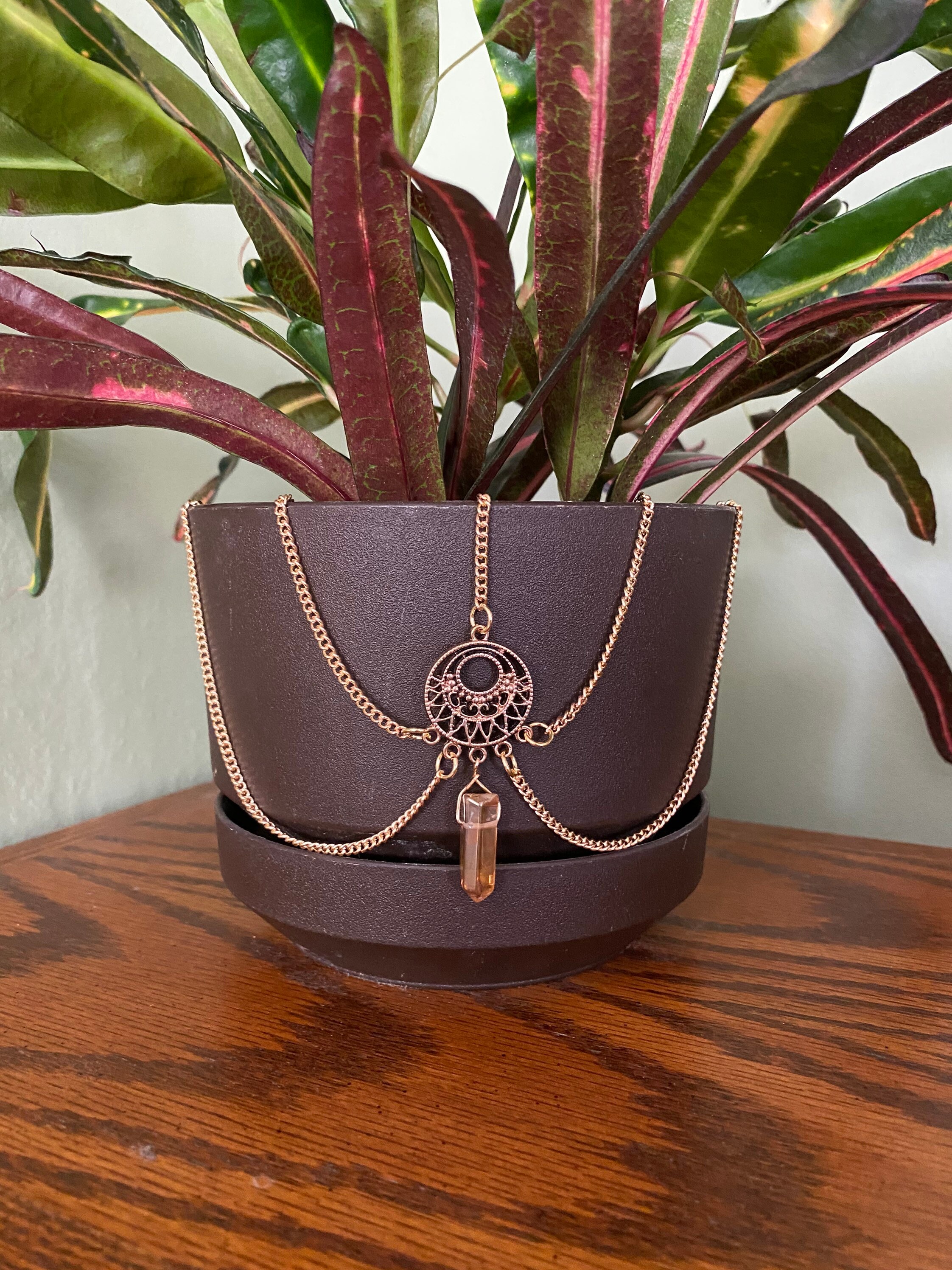 Crystal plant pot jewelry yellow 5 strand Etsy