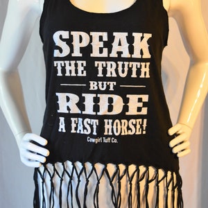 Vintage Western Fringe Graphic Cowgirl Tank Top